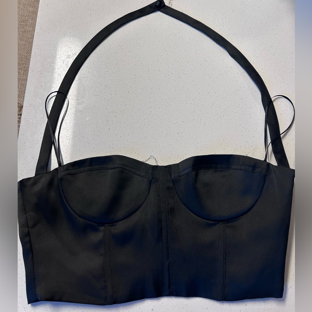 Corset zara black crop top, large